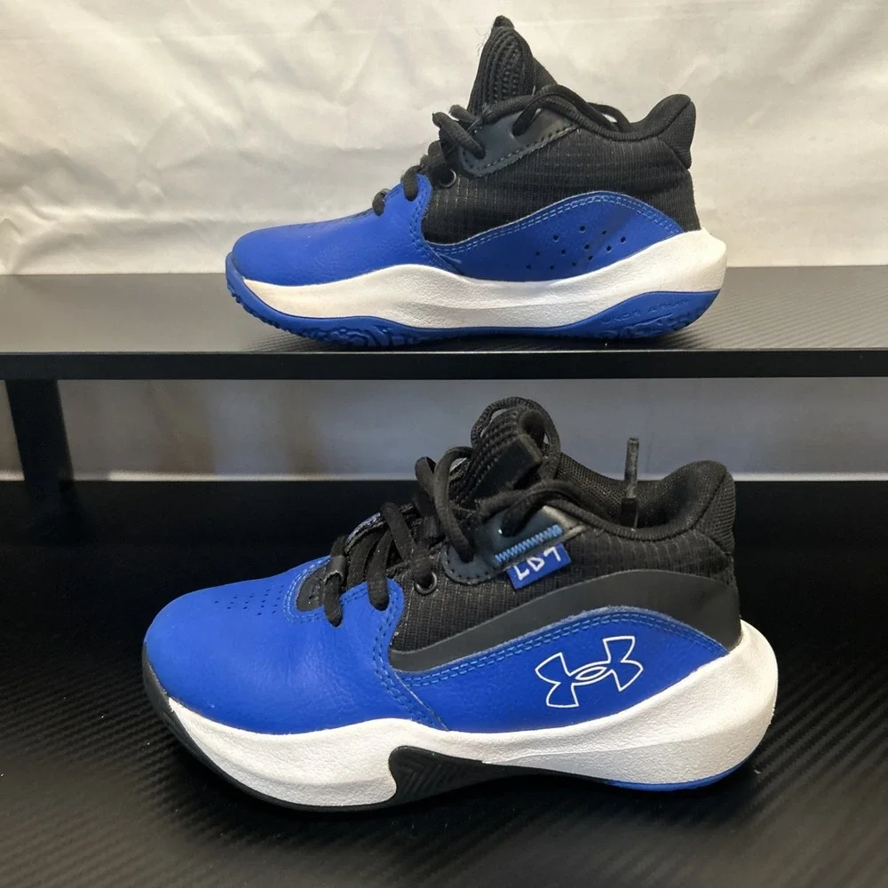 Under Armour Kids Lockdown 7 Basketball Shoes Blue Black Size 12K - Picture 3 of 8